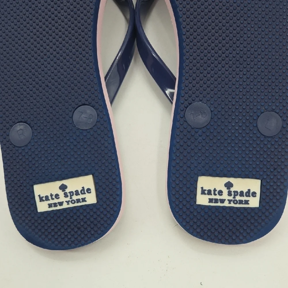 Kate Spade Navy and Pink Palm Sandals